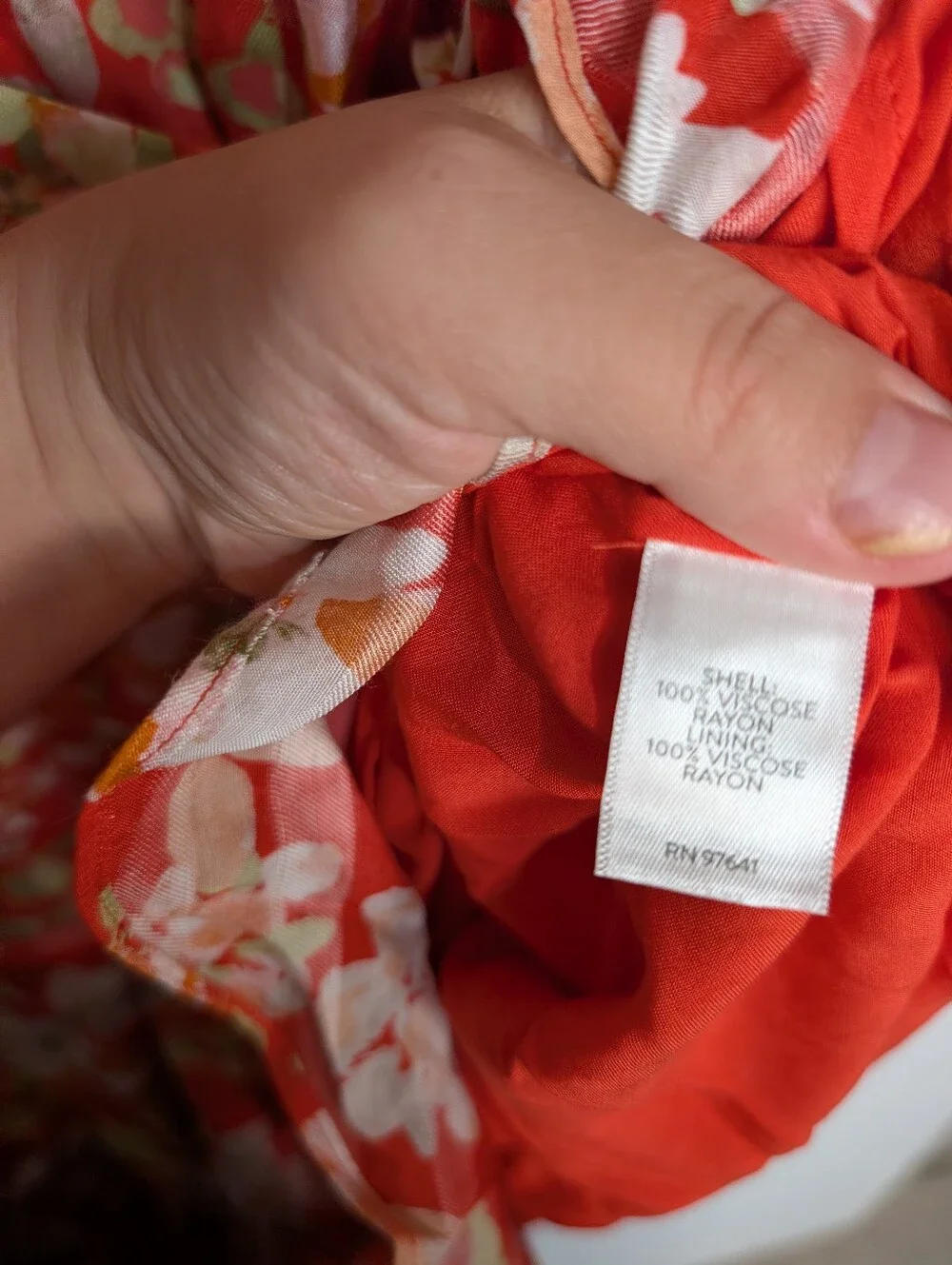 J. Jill Red Floral Wrap Summer Tropical Vacation Trip Ruffle Dress Size Large - Picture 5 of 11